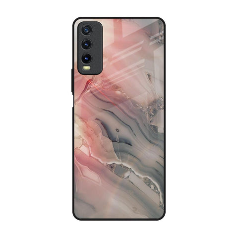 Pink And Grey Marble Vivo Y20 Glass Back Cover Online