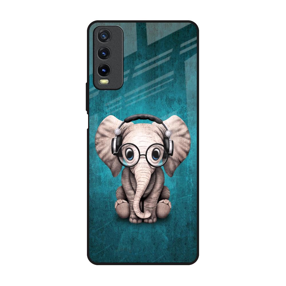 Adorable Baby Elephant Vivo Y20 Glass Back Cover Online