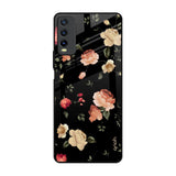 Black Spring Floral Vivo Y20 Glass Back Cover Online