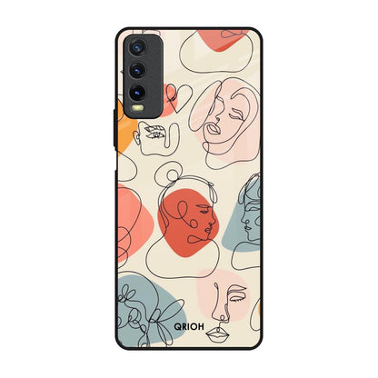 Abstract Faces Vivo Y20 Glass Back Cover Online