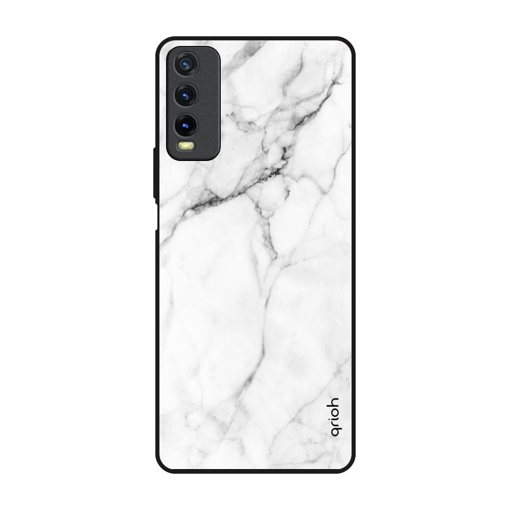 Modern White Marble Vivo Y20 Glass Back Cover Online