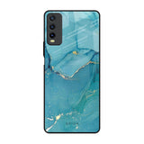 Blue Golden Glitter Vivo Y20 Glass Back Cover Online