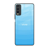 Wavy Blue Pattern Vivo Y20 Glass Back Cover Online