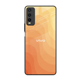 Orange Curve Pattern Vivo Y20 Glass Back Cover Online