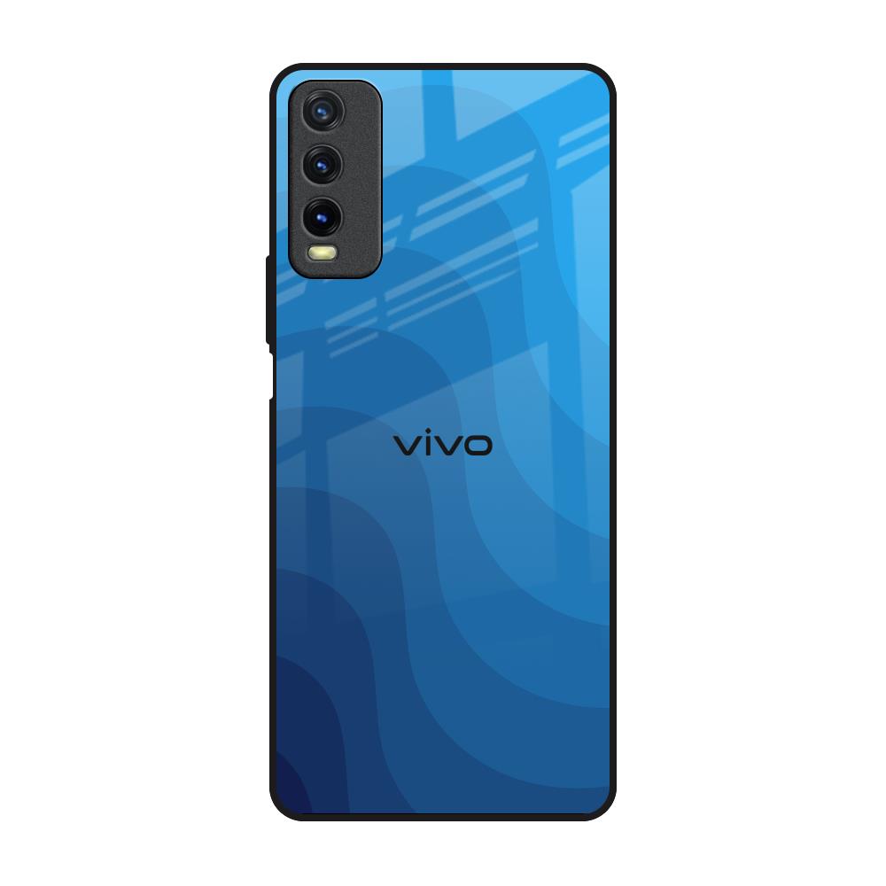 Blue Wave Abstract Vivo Y20 Glass Back Cover Online