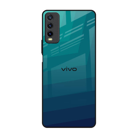 Green Triangle Pattern Vivo Y20 Glass Back Cover Online