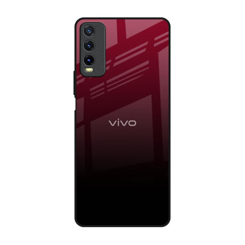 Wine Red Vivo Y20 Glass Back Cover Online