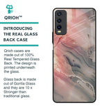 Pink And Grey Marble Glass Case For Vivo Y20