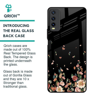 Floating Floral Print Glass Case for Vivo Y20