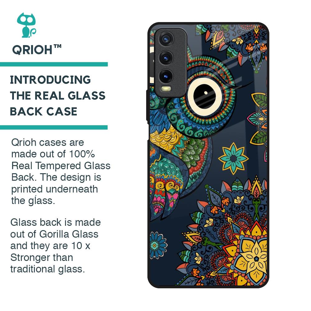 Owl Art Glass Case for Vivo Y20