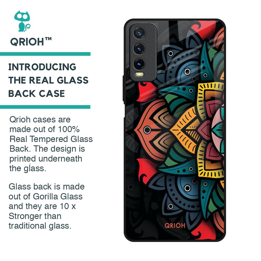 Retro Gorgeous Flower Glass Case for Vivo Y20