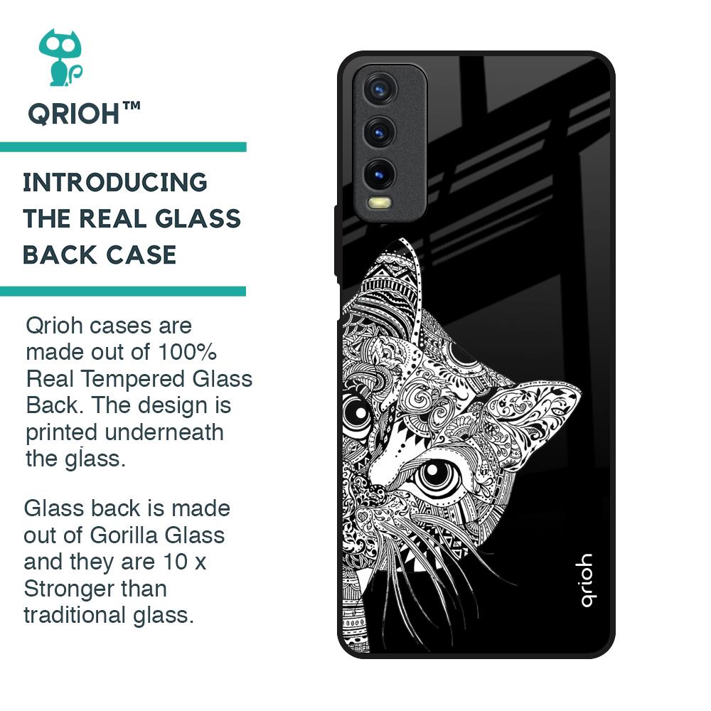 Kitten Mandala Glass Case for Vivo Y20