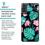 Tropical Leaves & Pink Flowers Glass Case for Vivo Y20