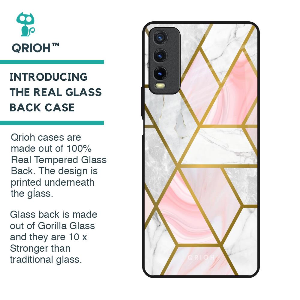 Geometrical Marble Glass Case for Vivo Y20