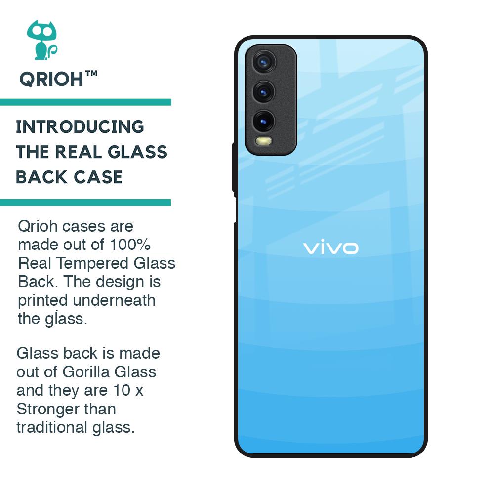 Wavy Blue Pattern Glass Case for Vivo Y20