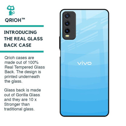 Wavy Blue Pattern Glass Case for Vivo Y20