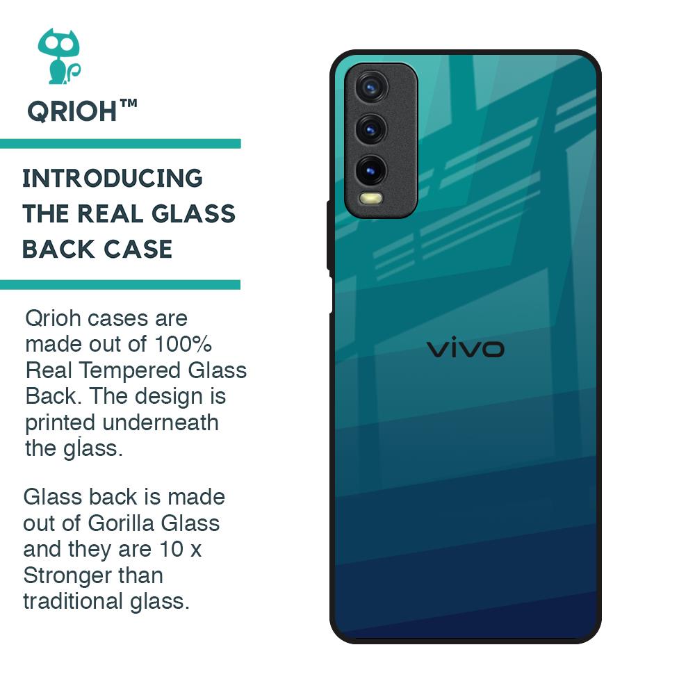 Green Triangle Pattern Glass Case for Vivo Y20