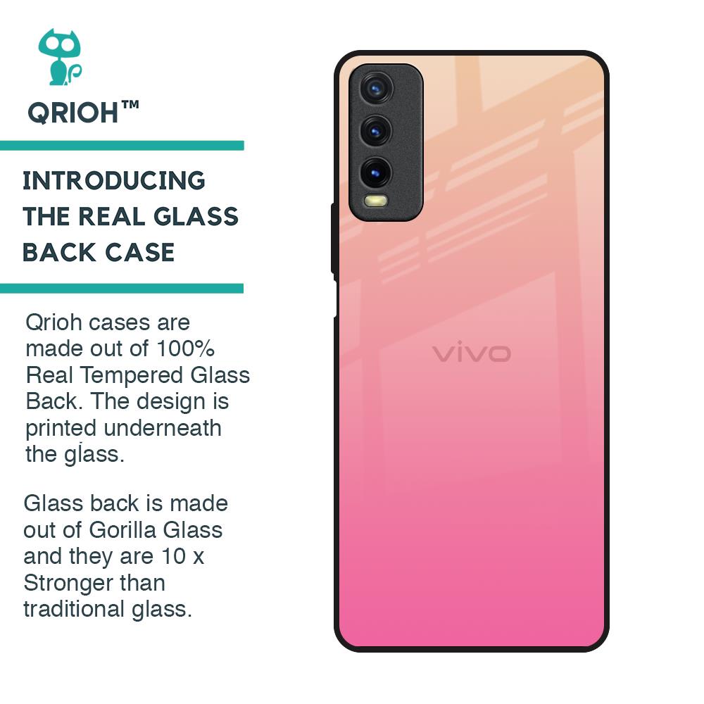 Pastel Pink Gradient Glass Case For Vivo Y20