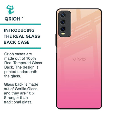 Pastel Pink Gradient Glass Case For Vivo Y20