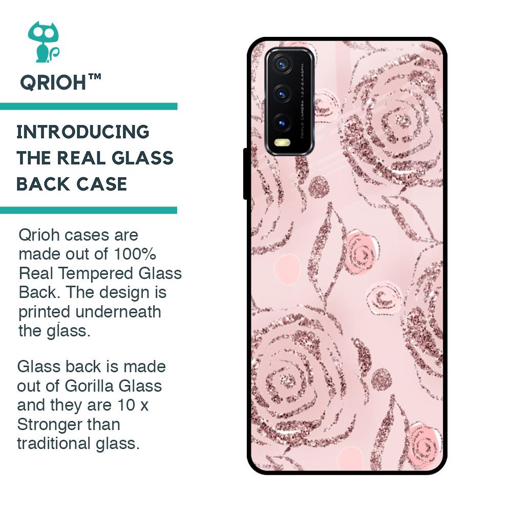 Shimmer Roses Glass case for Vivo Y20