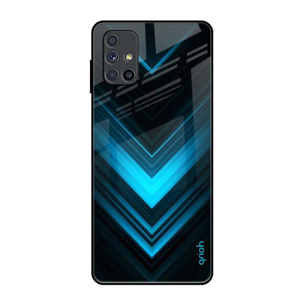 Vertical Blue Arrow Samsung Galaxy M51 Glass Back Cover Online