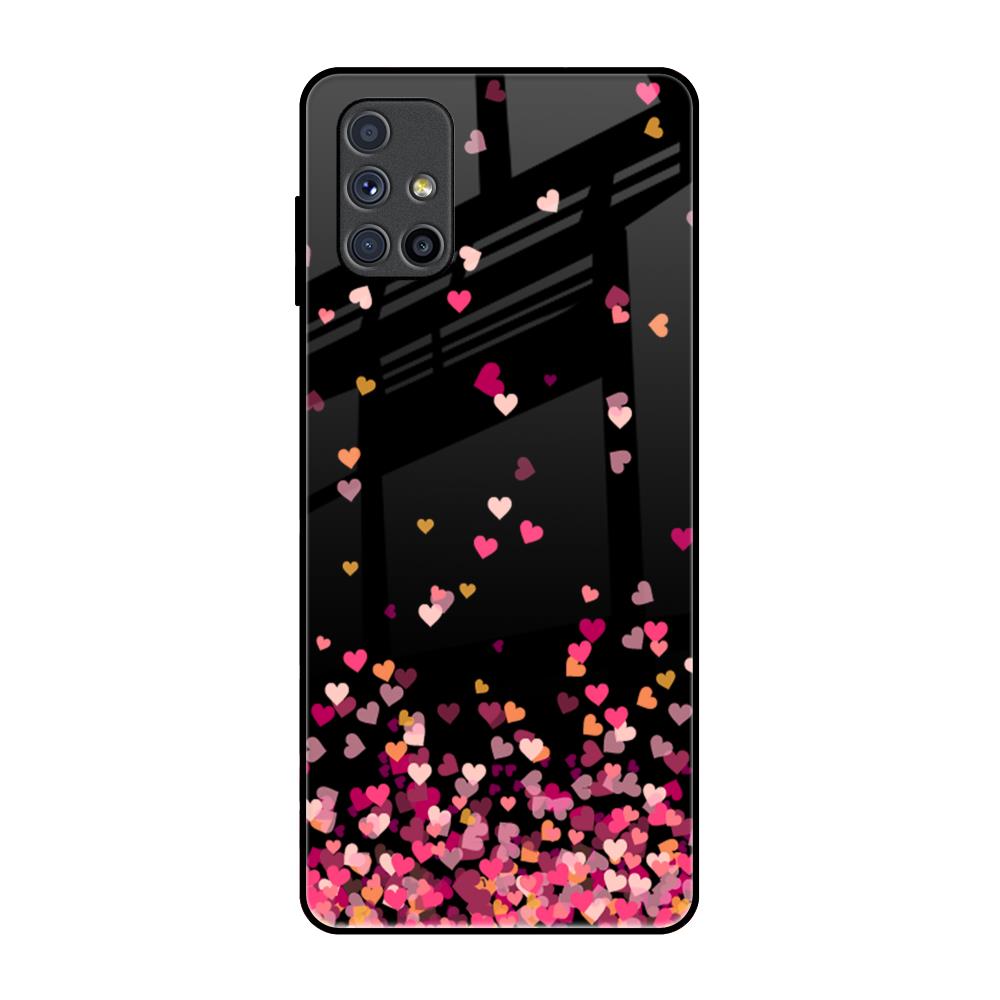 Heart Rain Fall Samsung Galaxy M51 Glass Back Cover Online