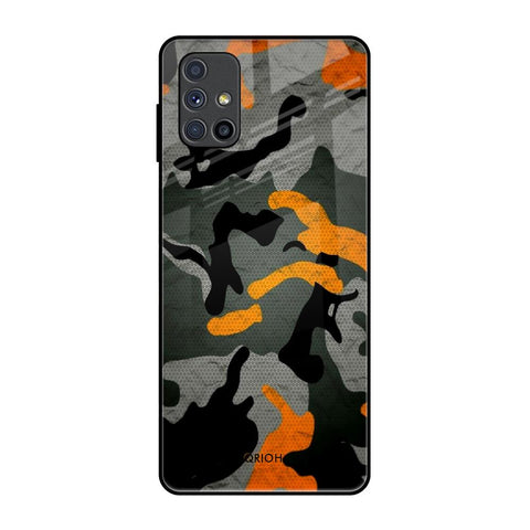Camouflage Orange Samsung Galaxy M51 Glass Back Cover Online