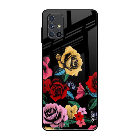 Floral Decorative Samsung Galaxy M51 Glass Back Cover Online