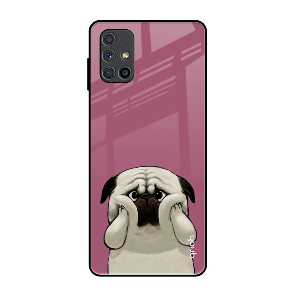 Funny Pug Face Samsung Galaxy M51 Glass Back Cover Online