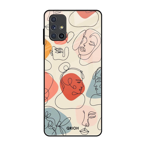Abstract Faces Samsung Galaxy M51 Glass Back Cover Online