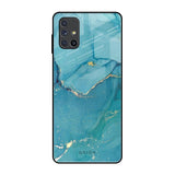 Blue Golden Glitter Samsung Galaxy M51 Glass Back Cover Online