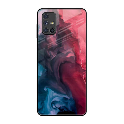 Blue & Red Smoke Samsung Galaxy M51 Glass Back Cover Online