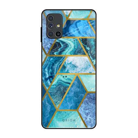 Turquoise Geometrical Marble Samsung Galaxy M51 Glass Back Cover Online