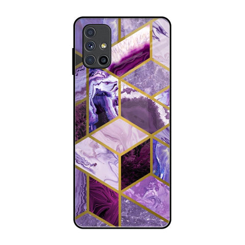 Purple Rhombus Marble Samsung Galaxy M51 Glass Back Cover Online