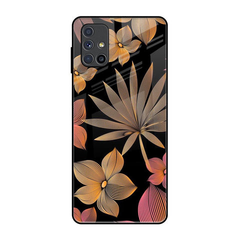 Lines Pattern Flowers Samsung Galaxy M51 Glass Back Cover Online