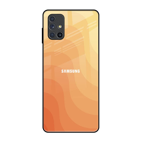 Orange Curve Pattern Samsung Galaxy M51 Glass Back Cover Online