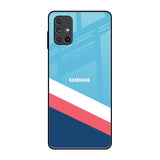 Pink & White Stripes Samsung Galaxy M51 Glass Back Cover Online