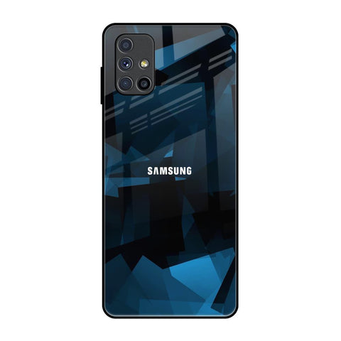 Polygonal Blue Box Samsung Galaxy M51 Glass Back Cover Online