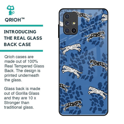 Blue Cheetah Glass Case for Samsung Galaxy M51