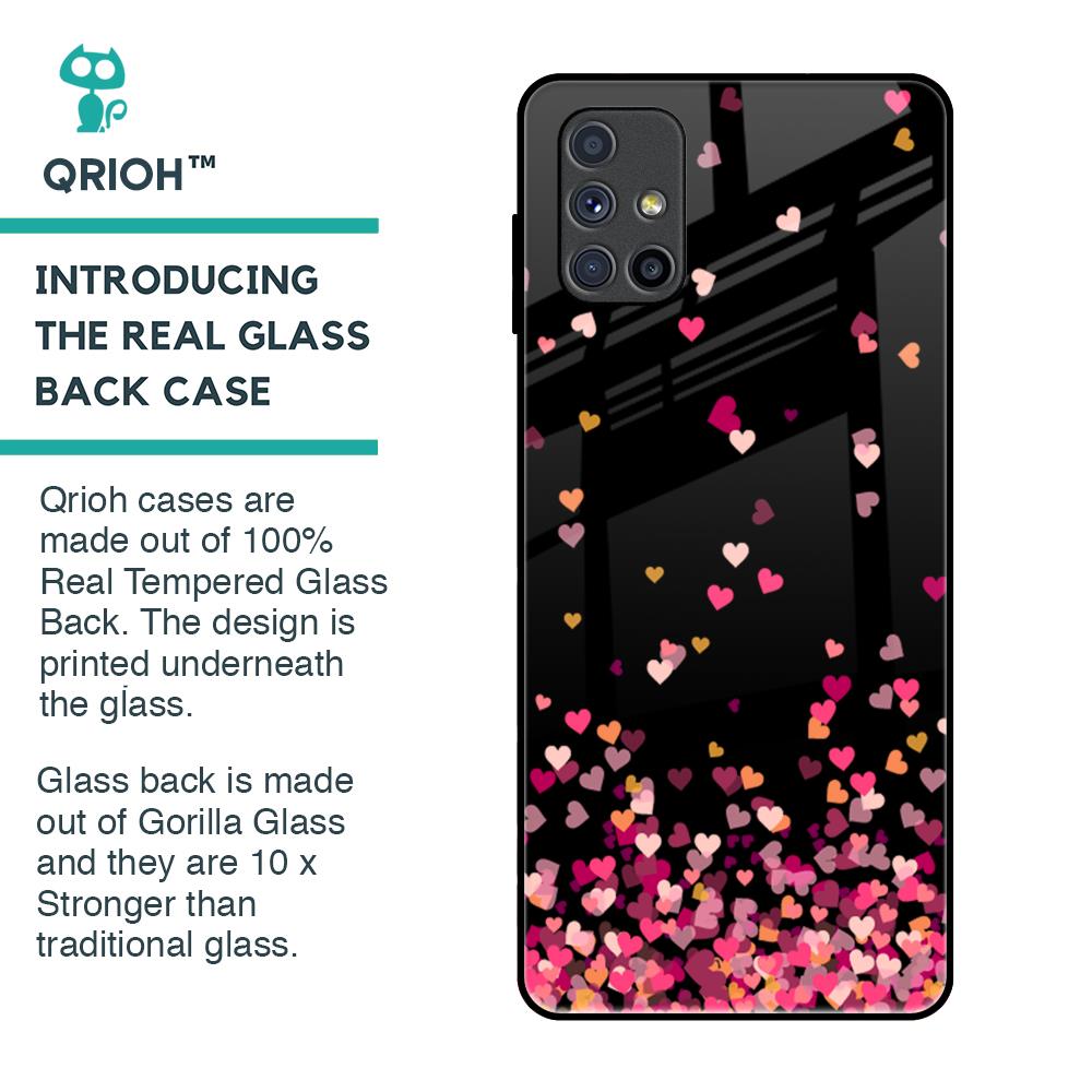 Heart Rain Fall Glass Case For Samsung Galaxy M51