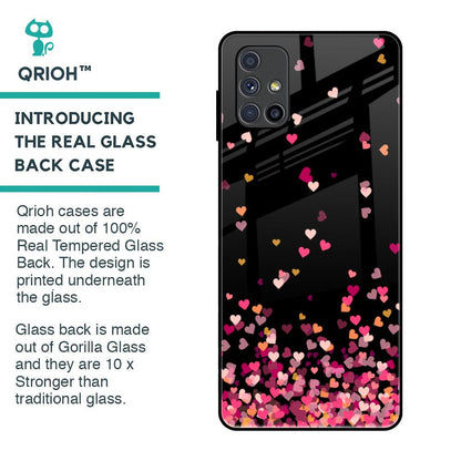 Heart Rain Fall Glass Case For Samsung Galaxy M51