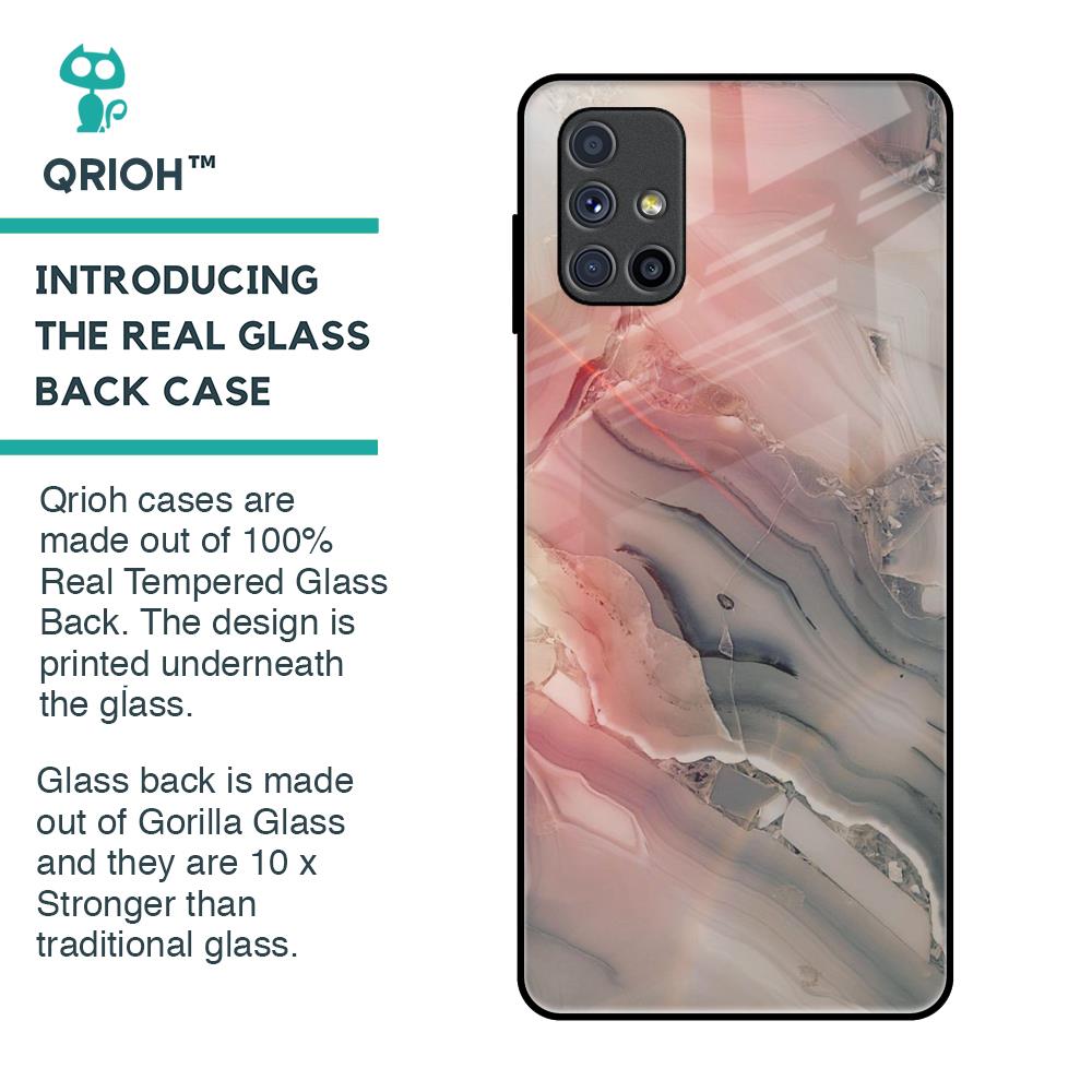 Pink And Grey Marble Glass Case For Samsung Galaxy M51