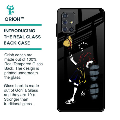Luffy Line Art Glass Case for Samsung Galaxy M51
