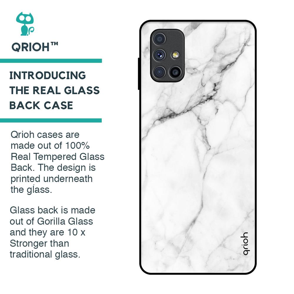 Modern White Marble Glass Case for Samsung Galaxy M51