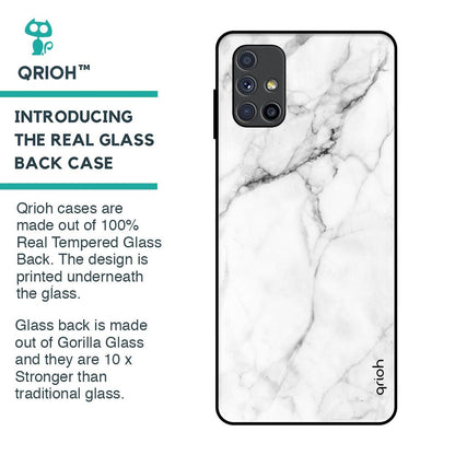 Modern White Marble Glass Case for Samsung Galaxy M51