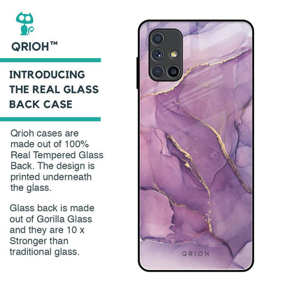 Purple Gold Marble Glass Case for Samsung Galaxy M51