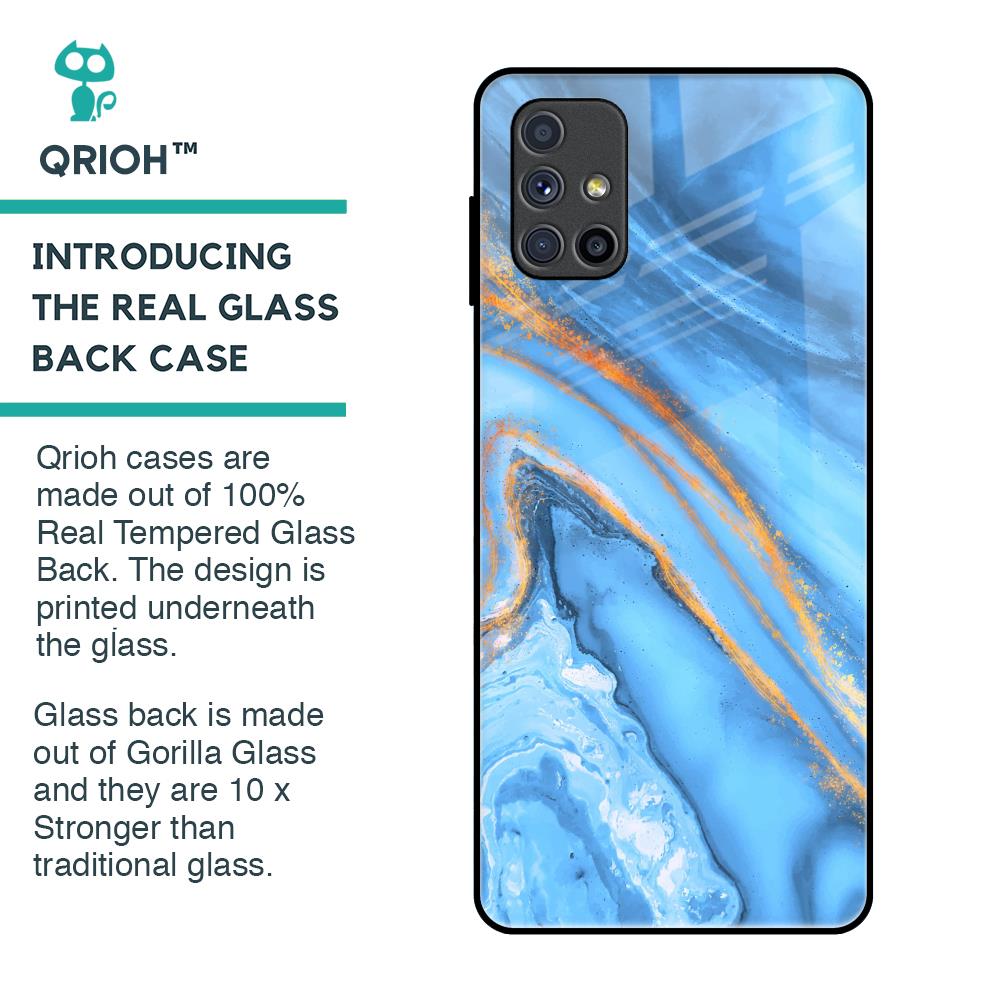 Vibrant Blue Marble Glass Case for Samsung Galaxy M51