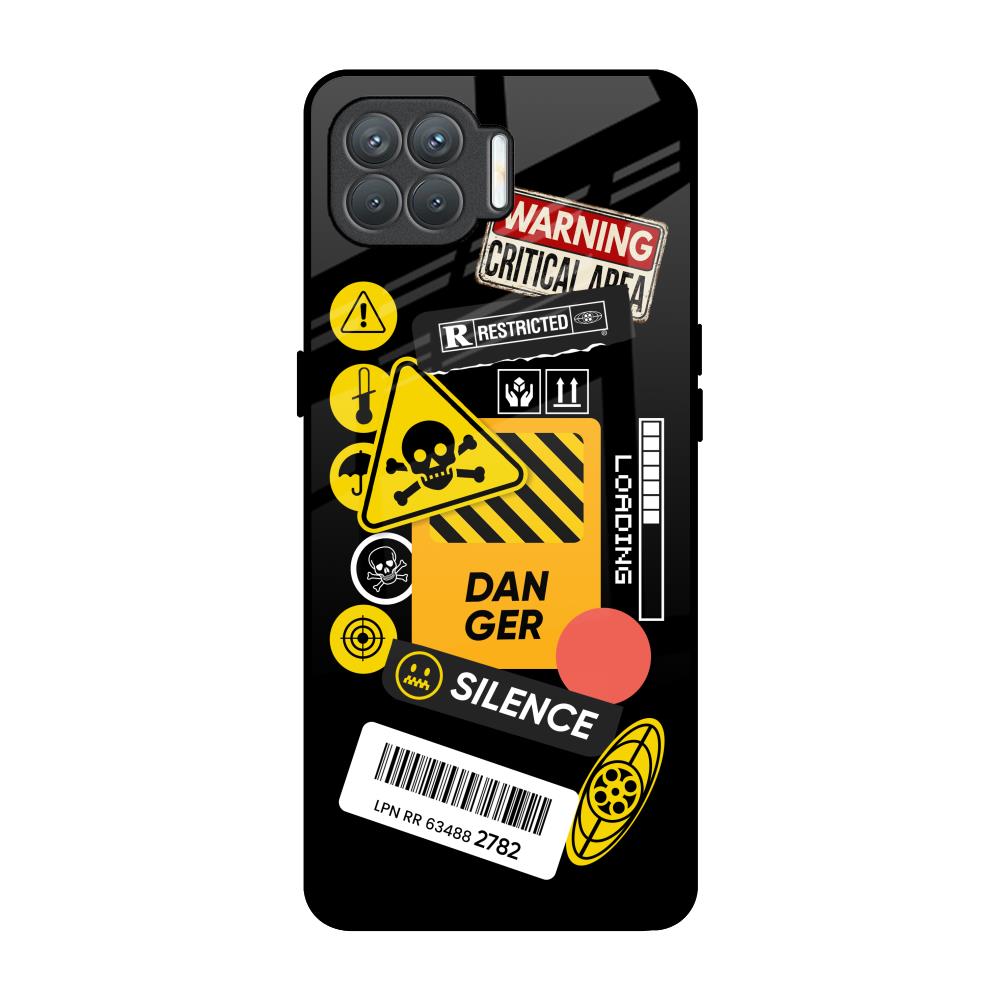 Danger Signs Oppo F17 Pro Glass Back Cover Online