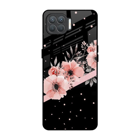 Floral Black Band Oppo F17 Pro Glass Back Cover Online