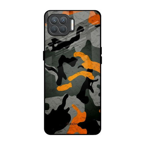 Camouflage Orange Oppo F17 Pro Glass Back Cover Online